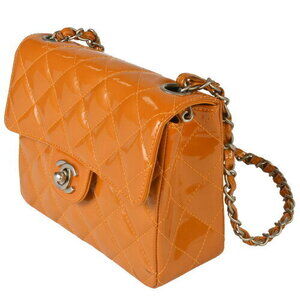 Chanel Orange Matelasse Chain Enamel Flap Mark Single Coco Shoulder Bag